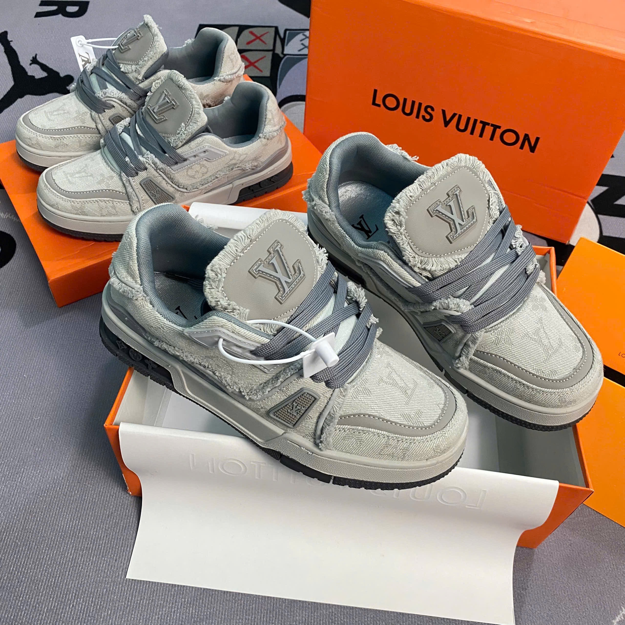 Giày Louis Vuitton LV Xám Vải