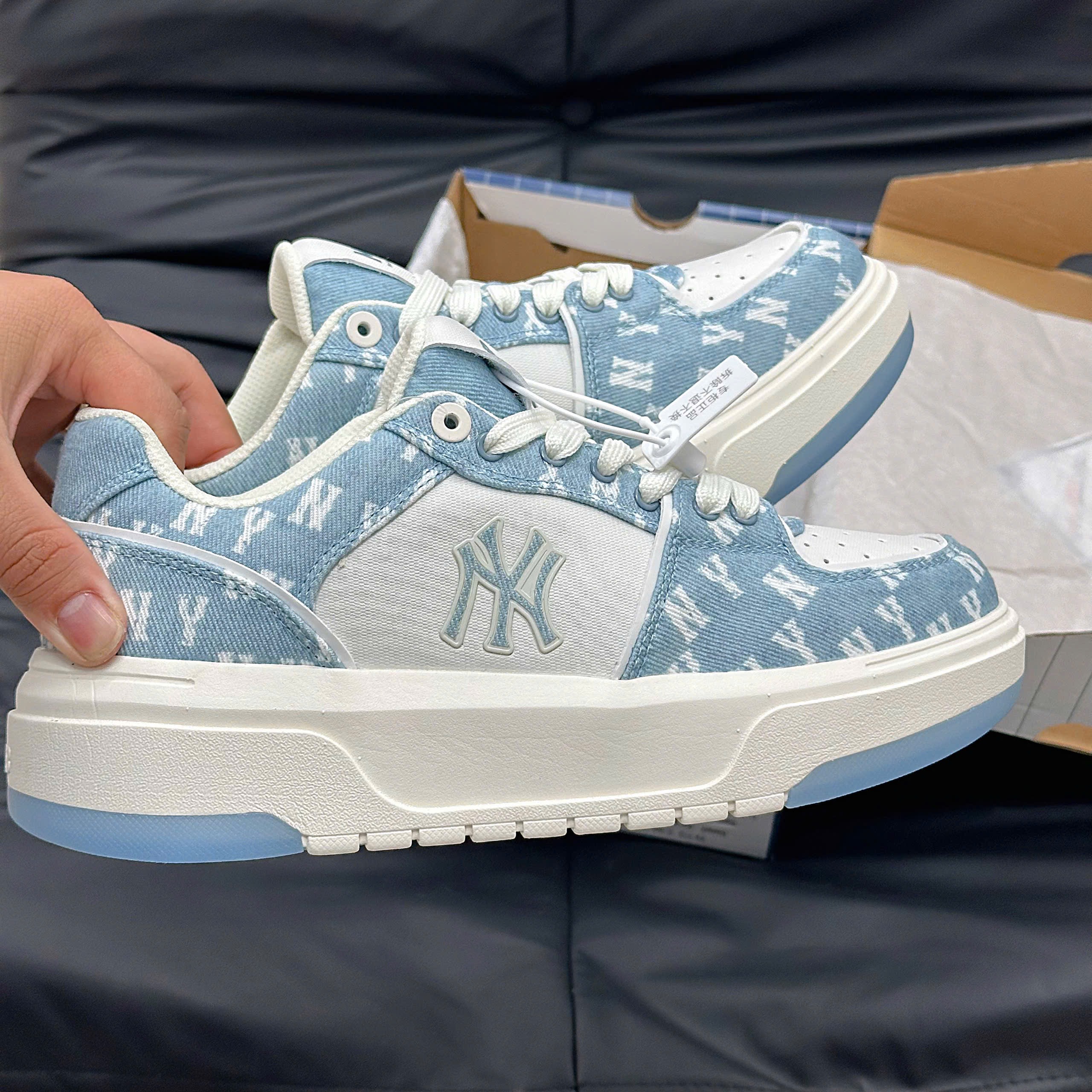 Giày MLB Korea Chunky Liner Denim Classic Mono