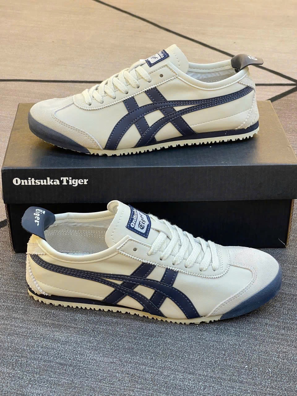 Giày Onitsuka Tiger Mexico 66 Birch Peacoat Trắng Xanh Navy