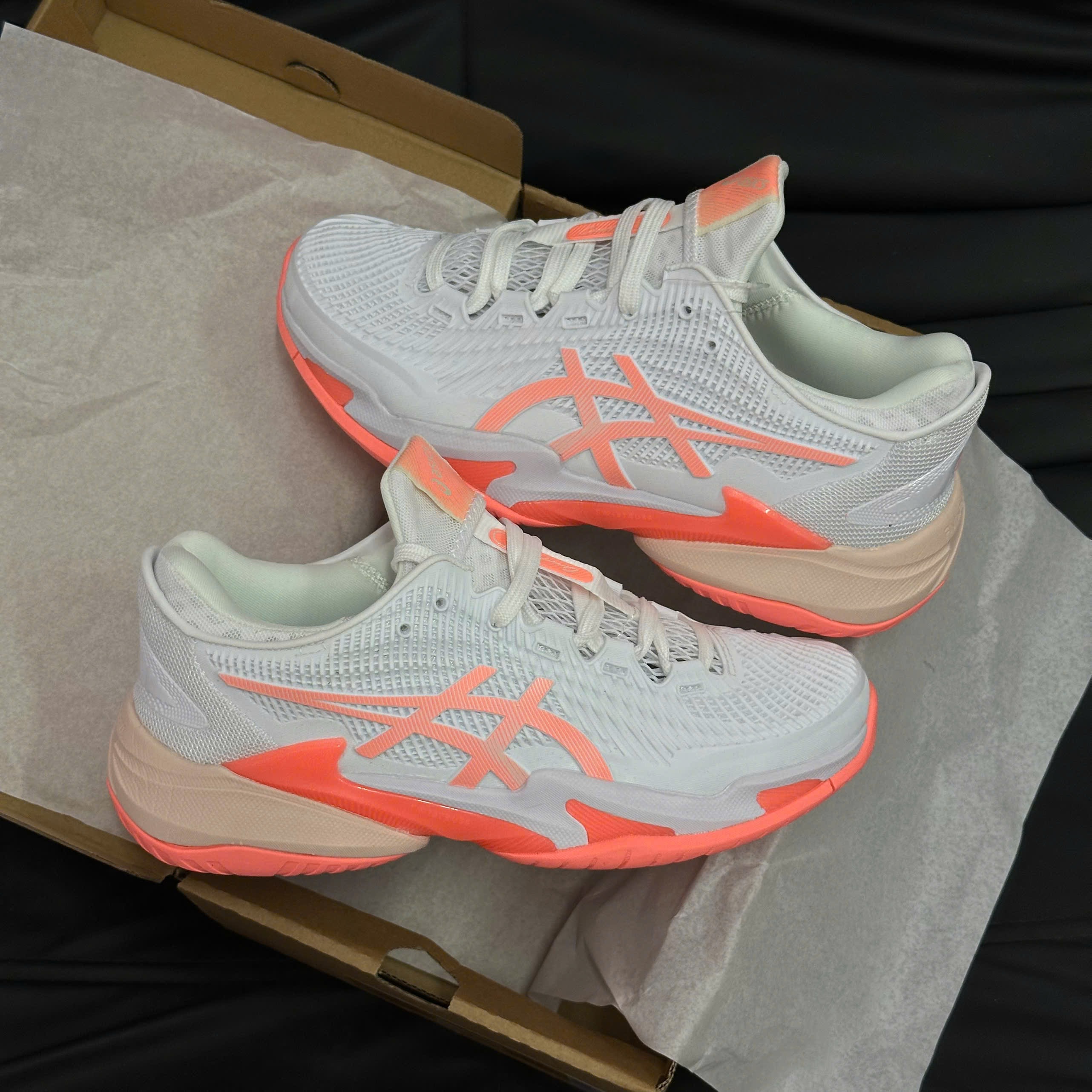 Asics FF3 Trắng Cám Likeauth Bản Chuẩn, Hàng Running Đánh Pickleball
